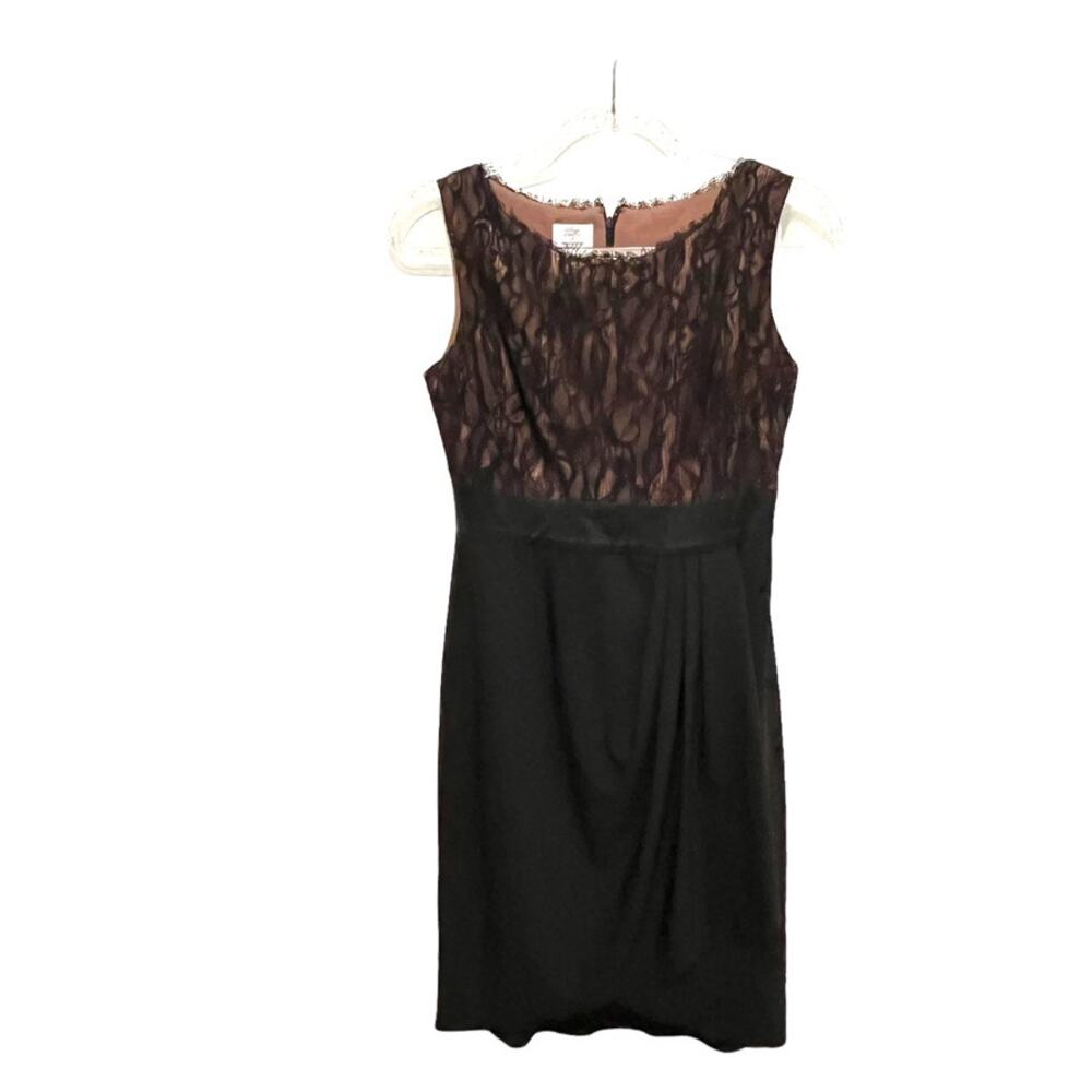 Suzi Chin for Maggy Boutique Cocktail Dress Women Size 2 Black Lace Drape Skirt